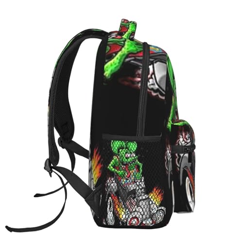 R-at Fink lightweight casual student backpack with adjustable shoulder straps and cushioned back for comfort Black3