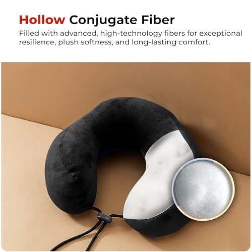 Image of Trajectory Travel Neck Pillow for Travelling and Sleeping in Airplane Flight, Cab, Car, Train, Bus for Men and Women Black (As seen on Shark Tank)