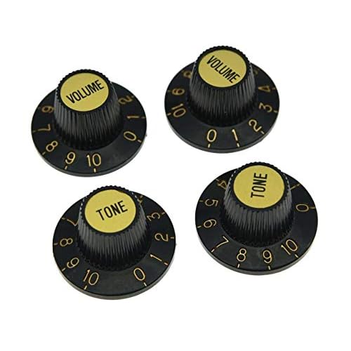 KAISH 4 pomos negros con tapa dorada LP para sombrero de bruja para Epiphone Les Paul SG
