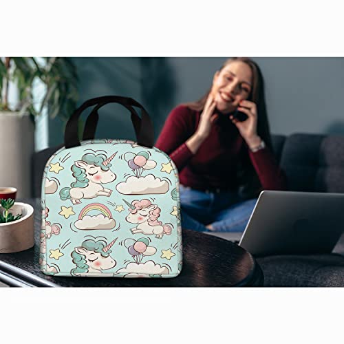 Zoczos Unicorns And Stars Lunch Tote Bag Little Cute Animal Girl Unicorn Cartoon Pattern Colorful Rainbow Lunch Organizer Box For Adults Work Outdoor #TOP5