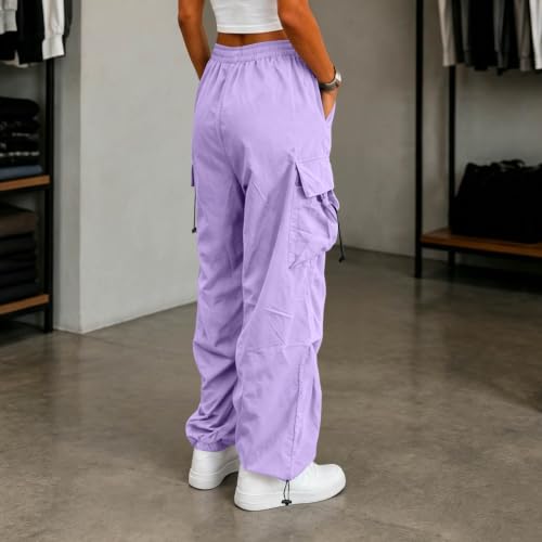 Women's Cargo Pants Drawstring Waist Wide Leg Utility Work Trousers - image 6