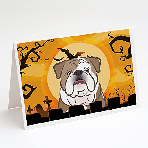 Caroline's Treasures BB1777GCA7P Halloween English Bulldog Greeting Cards and Envelopes Pack of 8 Blank Cards with Envelopes Whimsical A7 Size 5x7 Blank Note Cards