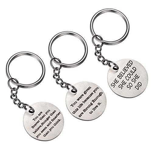 Motivational Inspirational Gifts For Women Keychain - She believe she could, so she did. You are braver than you believe, stronger you seem and smarter than you think. You are given this life because