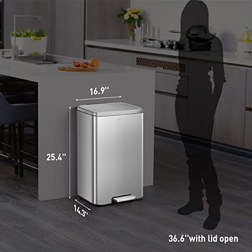 EKO Madison Matte Stainless 50 Liter/13.2 Gallon Step Trash Can w/Inner Liner - Fingerprint Resistant Finish by EKO - Image 6