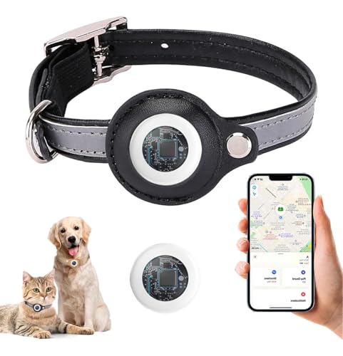 AirTag Dog Collar – Reflective Waterproof GPS Pet Collar for Dogs & Cats, Adjustable & Durable with Built-in AirTag Holder – Anti-Lost Tracking Compatible with Apple AirTag (Cat Collar)