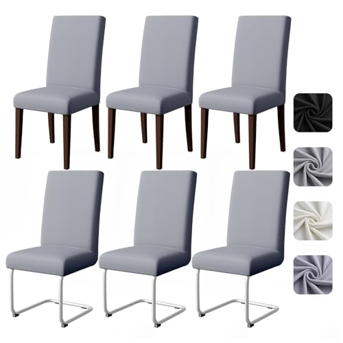 Pacok Stretch Dining Room Chair Covers Set of 6 Grey