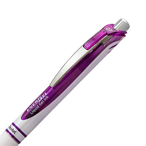 Pentel Gel Ink Pen, Pearl Retractable Gel Pen, (0.7Mm) Medium Point, Needle Tip, Violet Ink, 12 Pack (Bln77Pw-V) #TOP3