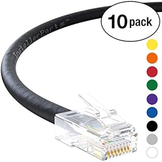 InstallerParts (10 Pack) Ethernet Cable CAT5E Cable UTP Non-Booted 2 FT - Black