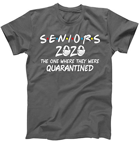 Seniors 2020 The One Where They were Quarantined Social Distancing T-Shirt Charcoal Large