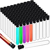 Relaxweex 100 Pcs Plastic Test Tubes Clear 16 x 100mm Test Tube with Caps for Lab Plastic Vials Joint Container for Plants Beads Party Nurse Halloween Party Favors Decorations(Black)