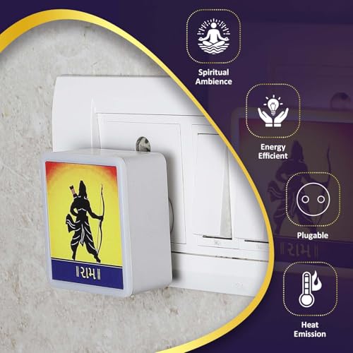 Image of Lexton Ram Ji Fancy LED Night Lamp Light with 2 Pin Socket for Spiritual Ambiance, 0.5 Watt, 230v (Warm White, Pack of 1)