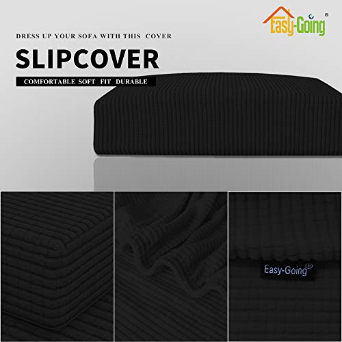 Image of Easy-Going Stretch 1 Piece Couch Cushion Cover for Sofa | Sofa Cushion Furniture Protector Sofa Seat sofa slipcover Washable sofa cover soft with Elastic Bottom Black