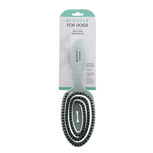 BioSilk for Dogs Eco-Friendly Boar Hair Bristle Brush in Mint Green | Easy to Hold Ergonomic Handle Dog Brush for Shedding | Best Pet Brush for Dog Grooming