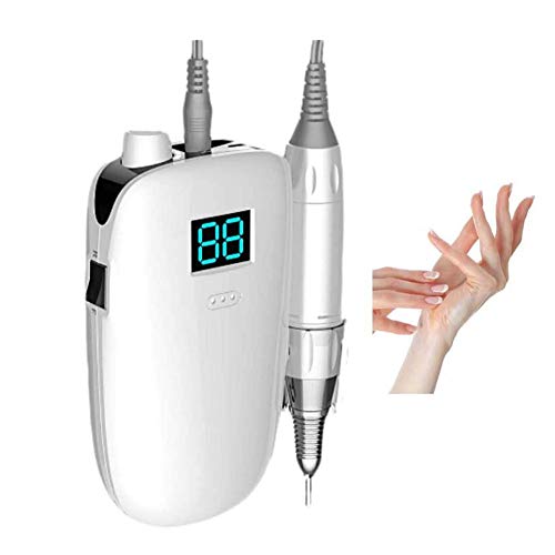 VGVSBG Limas de uñas eléctricas, Kit portátil Recargable máquina de perforación pedicura manicurista Profesional 35000 Rev/min para uñas acrílicas Gel, Blanco (Blanco)
