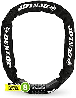 Dunlop Zamek rowerowy z zamkiem szyfrowym, wysoki poziom bezpieczeństwa, 8-100 cm, zapięcie rowerowe z 5 kodami numerycznymi, łańcuch do roweru elektrycznego, skutera elektrycznego, zamek rowerowy Pro