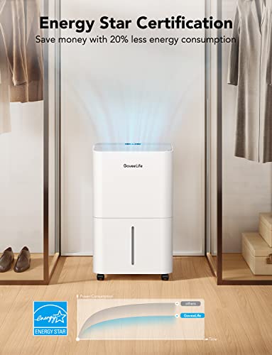 GoveeLife Smart Dehumidifier for Basement Upgraded, Max 50 Pint Energy Star Certified WIFI with Drain Hose Continuous Drainage, Remote Control Dehumidifiers Home, Bathroom, Closet