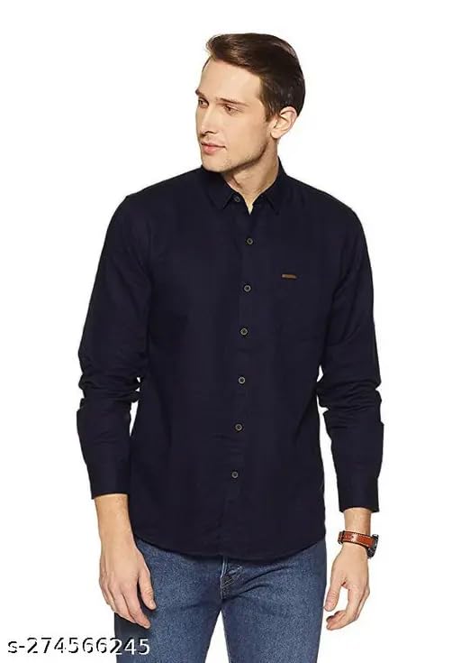 Image of Men's Cotton Casual Shirt, Brown, Full Sleeves, Regular Fit