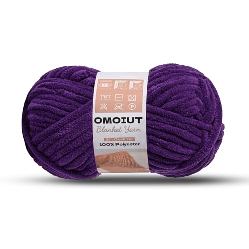 Image of Violet Chunky Chenille Yarn for Crocheting, Soft Baby Blanket Yarn, Chunky Knit Blanket Crochet Yarn, #7 Super Bulky, 3.5 oz /54.6 yds Fluffy Velvet Amigurumi Yarn