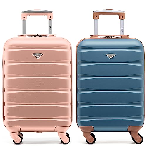 Flight Knight Set of 2 Lightweight 4 Wheel ABS Hard Case Suitcases Cabin Carry On Hand Luggage Approved for Over 60 Airlines Including easyJet, Jet2 & Maximum Size for Ryanair (Priority) 55x40x20cm