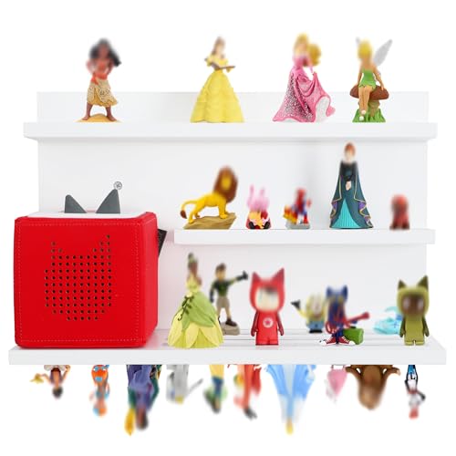 Image of PHOENANCEE for Tonies Shelf Magnetic,for Toniebox Figures Storage Display Shelf 40-48 Character,Wall Floating Shelves Wooden,Compatible Charging Station for Children Kid's Room,Pine,3 Tier