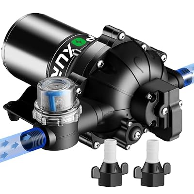 POXURIO 7GPM RV Water Pump, 70PSI 12V DC Fresh Water Pump, Self-Priming Diaphragm Water Pump with Pressure Switch and Filter for RV, Garden, Yacht, Camping