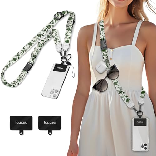 Image of Icycay Phone Lanyard Crossbody Strap Neck Adjustable Teacher Women Mushroom | for Cell Phone Case Keys ID Badges, Anti Theft, Multifuctional, Cute Phone Holder, Travel Hiking Essential Accessories, Gifts