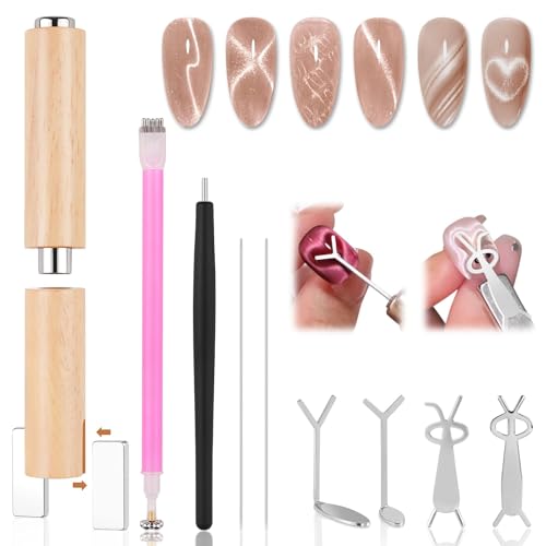 EBANKU 54PCS Cat Eye Nail Magnet Set, EBANKU Cat Eye Gel Nail Polish Magnet for Nails, 3 IN 1 Magnets for Cat Eye Gel Polish, Cat Eye Magnets Sticks Nail Design Tools Nail Art Accessories