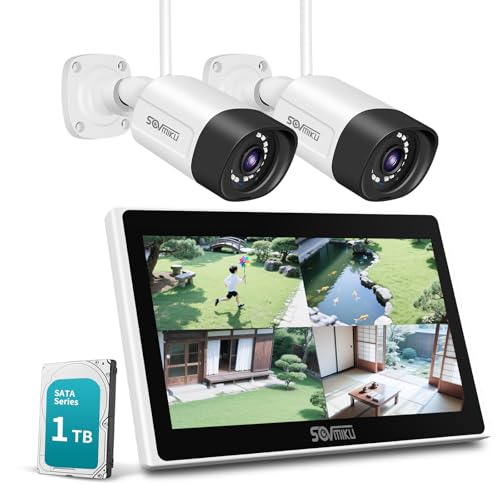 SOVMIKU 防犯カメラ ワイヤレス 10インチ一体型NVR 500万画素2台セット