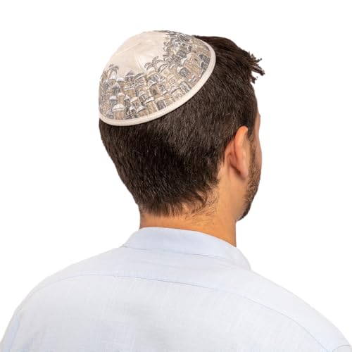Kippah Yair Emanuel Jérusalem argent, broderie de luxe