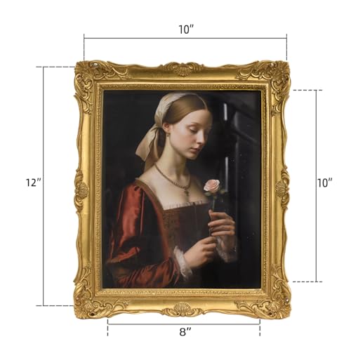 Image of Saysmile Vintage 8x10 Picture Frame Gold, Textured Antique Picture Frames with Embossed Flower Design, Ornate Frame for 8x10 Photo, Resin Antique Frames Tabletop & Wall Hanging, Home Decor