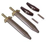 DAYSTART 19' Plastic Pretend Sword and Sheath for Outdoor Play, Roman Warrior Sword Set with 22'' Elastic Strap Belt for Halloween Costume Accessory, 2 Pack