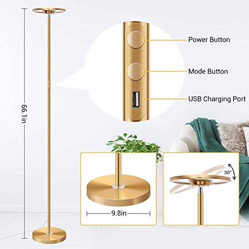 Upgraded Led Lamp Up-Down Lighting Super Bright Floor Lamp Work With Alexa Google Home, Smart Wifi Lamp Dimmable 16 Million Rgbcw Color Changing Modern Tall Stand Lamp For Living Room Bedroom Office #TOP1