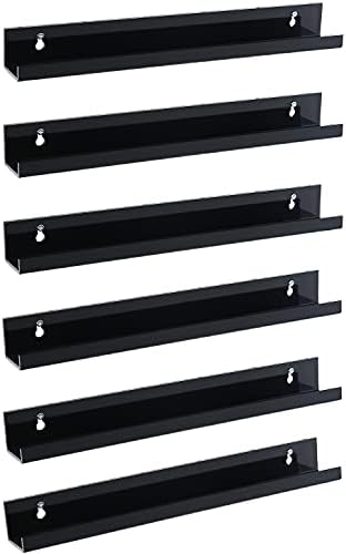 Sooyee 6 Pack Book Shelves,15 Inch Floating Shelf Display Shelf,Acrylic Shelves for Wall,Reading Nook,Funko Pop Display Case,Corner Floating Shelves Black