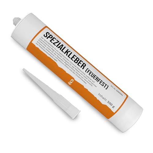 Feuerfest 123 - Feuerfester Kleber [500 Gramm] - Für Schamotte, Vermiculite & Silikat - Kleber 1.350 °C hitzebeständig - Reparieren, Kleben, Fixieren - Universal Hochtemperaturkleber alle Materialien