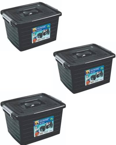 Conjunto com 3 Caixas Organizadoras Multiuso, 30 Litros, com Tamp...