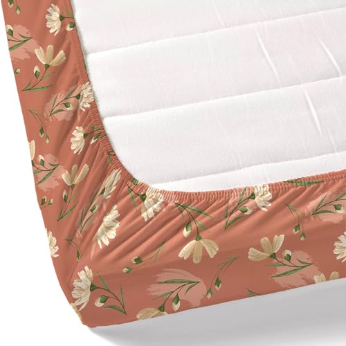 Image of Dreamscape 100% Cotton Fitted Queen Bedsheets with 2 Pillow Covers Cotton (Size 60 x 78 inches, 140TC, Colour Brown)