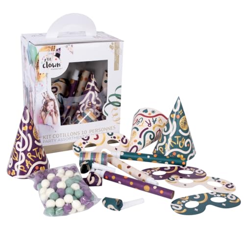 P'TIT CLOWN - Kit Cotillons Boîte 10 Personnes - Accessoire de Fête Amusant et Coloré - Parfait pour Nouvel An, Noël, Anniversaire, Mariage, Soirée à Thème ou...