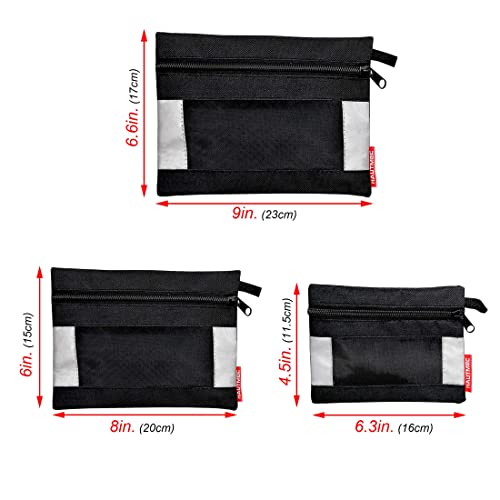 HAUTMEC 3 Pieces Small Tool Pouch, Multi Function Zippered Tool Poly Bag with Mesh Window, Heavy-Duty Clip Organizer HT0126-TB 2 HAUTMEC 3 Pieces Small Tool Pouch, Multi Function Zippered Tool Poly Bag with Mesh Window, Heavy-Duty Clip Organizer HT0126-TB - Image 2