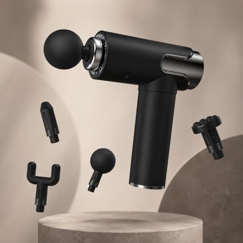 Image of Foot Massager, 4 Heads, 6 Speed, Handheld, Percussion Muscle Massager for Full Body Relief Muscle Relaxation of Neck, Shoulder, Back, Foot for Men & Women - Corded (Black-1)