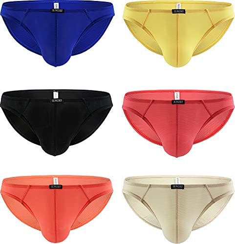 iKingsky Men's Four Way Stretch Briefs Soft Striped Underwear Sexy Low Rise Underpanties for Men