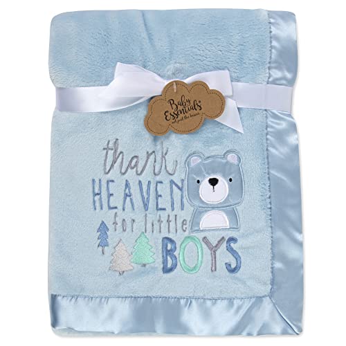 Image of 30x40 Fleece Baby Nursery Blanket with Satin Trim for Boys, Girls, and Unknown Gender Baby (Thank Heaven Boy 2)