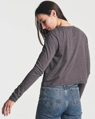 Real Essentials 4 Pack: Women's Cotton Long Sleeve Crew Crop Top - Casual Cropped T-Shirt (Available in Plus Size)4