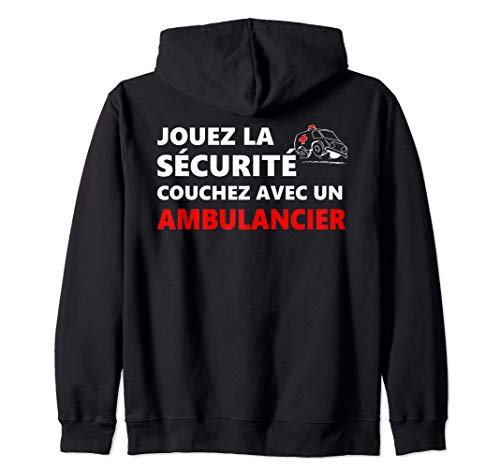 Styloutfit Sécurité Ambulancier Sweat à Capuche Noir Unisex Adulte Mixte Small