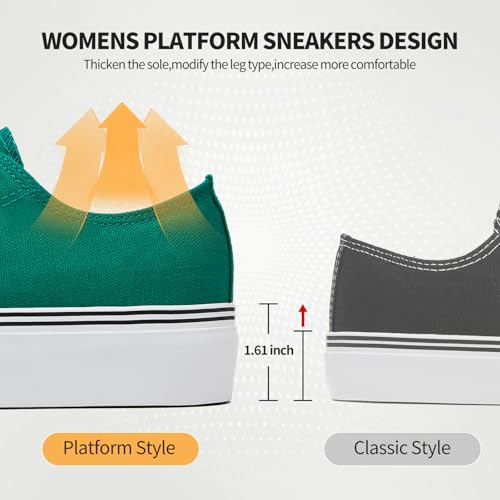 Image of hash bubbie Womens Platform Canvas Sneakers Tennis Shoes | low top non Slip on walking breathable casual comfortable fashion lace up