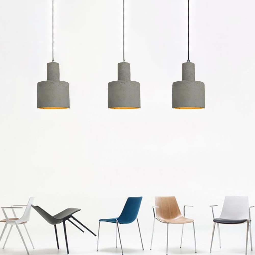 Lampada a Sospensione Industriale in Cemento Stile retrò Nostalgia, lampadario con Cavo Regolabile, Mini Lampada da soffitto E26 Creativity Grigia per Ristorante, Soggiorno, Isola,