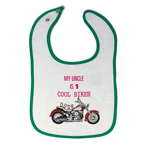 Toddler & Baby Bibs Burp Cloths My Uncle is 1 Cool Biker Dude Funny Motorcycle New Cotton Items for Girl Boy Gifts Ae White Green Design Only