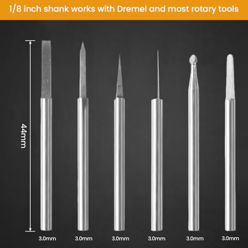 Image of Serplex 6Pcs Carving Bits Detail Carving Bits for Dremel Rotary Tool Engraving Bit Stainless Steel Carving Drill Bit Detailing Engraving Bits Rotary Carving Bits for DIY Wooden Carving Woodworking