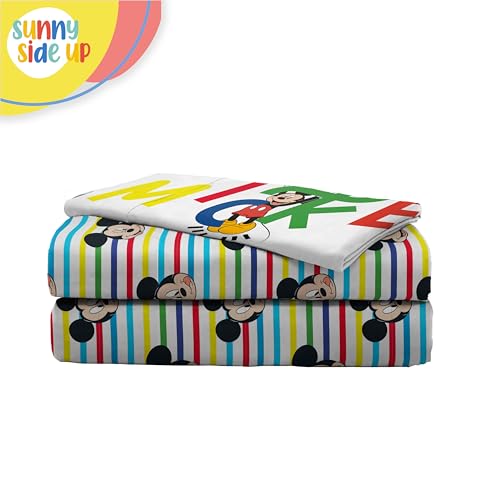 Image of Sunny Side Up Disney Mickey Mouse Twin Sheet Set - 3 Piece Kids Bedding Set Includes Pillow Cover - Super Soft Microfiber Sheets