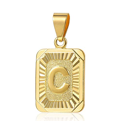 Trendsmax Square Letter Initial C Pendant Bundle With 5Mm Curb Cuban 24Inch Link Chain Necklace For Men Boys #TOP1