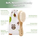 Haakaa - Spazzola per capelli in legno per neonati e bambini, setole naturali di capra, ideale per culla, regalo perfetto per il registro dei bambini, con custodia per il trasporto, 1 pezzo